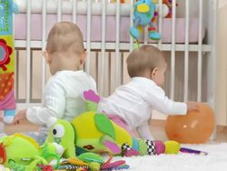 HD DOLLY: Two Adorable Toddlers Having Fun Stock Footage