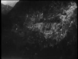 B/W 1930s side of mountain collapsing in explosion for building of dam / Tennessee River Valley Stock Footage