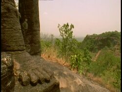 CU Hindu statue, jungle in background, Bandhavgarh National Park, India Stock Footage