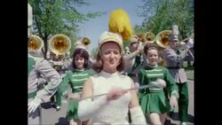 MS Performers marching in parade on street / United States Stock Footage