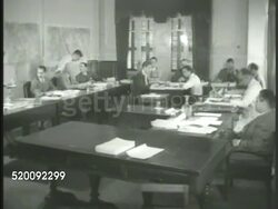 1948: GREECE RITZ HOTEL: UNITED NATIONS COMMISSION: WS Ritz Hotel building. CU Sign. INT WS U.N. Commission at tables in meeting. VS Members, Chairman of France, United States, U.S.S.R., United Kingdom. Instructional Video