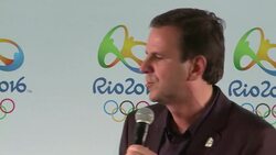 CLEAN: Olympic flag arrives in Rio, host of 2016 Games News Clip