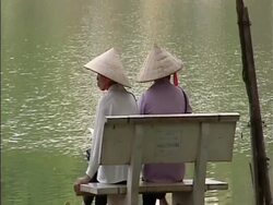 Two woman in Hanoi Vietnam Park Stock Footage