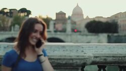 Tourist woman in Rome and Saint Peter's Dome Stock Footage