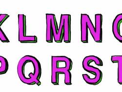 Hand drawn jiggly animated font in purple and green Stock Footage