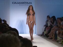 Models walk the runway during the Cia Maritima swimwear 2012 show Stock Footage