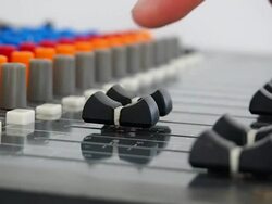 Human operator's work for mixing desk Stock Footage