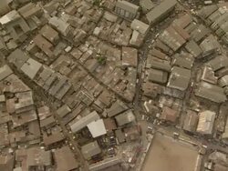 WS AERIAL View of roofs in sheet metal / Lagos, Nigeria Stock Footage