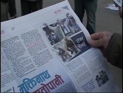 Morning scenes, vox pops in Katmandu, following Hillary's death News Clip