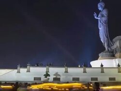 Religion crowd walking with candle. Stock Footage