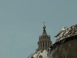 St Peter, Vatican, Rome: from the Cupola to Bernini fountain Stock Footage