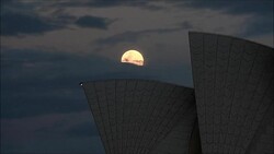 CLEAN : Supermoon shines above Sydney Opera House News Clip