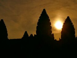 Angkor Wat Temple of Cambodia at Sunrise Silhouette Stock Footage