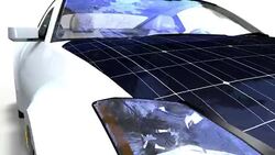 Solar panel electric car Stock Footage