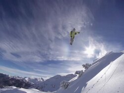 Snowboarder Jumps Stock Footage