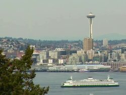 Ferry and Space Needle Stock Footage