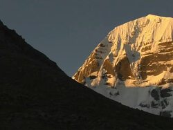 Pan Right North Face Mount Kailash reflecting sunlight Lhasa Tibet China  Stock Footage