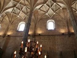 Lisbon, Jeronimos Monastery, Hieronymites Monastery (Mosteiro dos Jeronimos), the nave Stock Footage