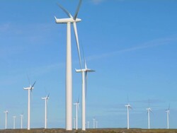 Loopable: Wind turbines in a row Stock Footage