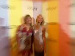 Susanne Champ and Claire Danes at the Claire Danes Launches Valspar's New Hi-Def Paint and Exhibition Stock Footage