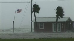 Storm surge rushes past beach, Hurricane Gustav Stock Footage