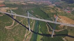 Aerial of Millau Viaduct Stock Footage