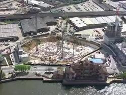 Aerials US Embassy construction site in Nine Elms News Clip