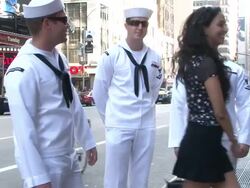 Sailors in Times Square NYC on Memorial Day Stock Footage