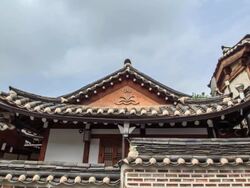 Korean Traditional House Roof tile in Bukchon Hanongmaeul Folk Village that the Famous traditional Place in Seoul City Stock Footage