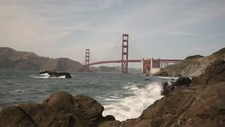 Golden Gate Bridge view from Baker Beach San Francisco Stock Footage