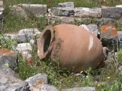 Ancient Greek urn on Delos, Greece Stock Footage