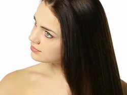 Woman with long brown hair Stock Footage