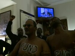 Demonstrating for AIDS funding in the nude Stock Footage