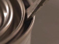 CU Shot of Paint can cover being opening with screw driver / Los Angeles, California, United States Stock Footage