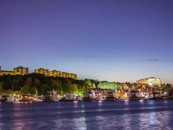 Houseboat Harbor Stock Footage