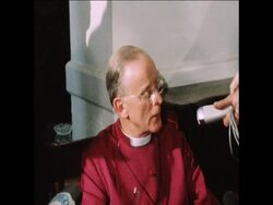 UPITN 30 4 77  ARCHBISHOP OF CANTERBURY COGGAN SPEAKS AFTER MEETING POPE PAUL News Clip