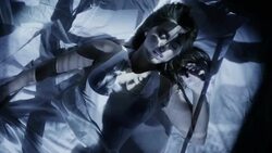 High angle medium shot of nightmare projections on sleeping woman / Cedar Hills, Utah, United States Stock Footage