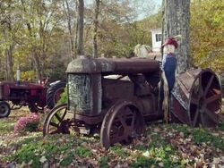 Rusted Tractor in Autumn Stock Footage