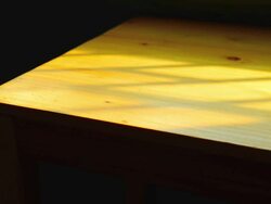 Time-lapse: Wooden Table Deck with Sunlight from Window Stock Footage