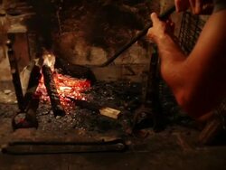 Log Fire for a Warm Fireplace Stock Footage