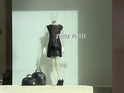 MS, Miu Miu store window display, Madison Avenue, New York City, New York, USA Stock Footage