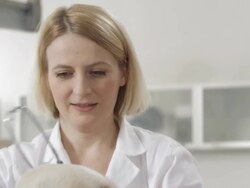 Little Girl Using Stethoscope On A Dog Stock Footage