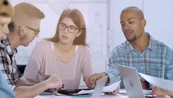 Young people in startup meeting Stock Footage