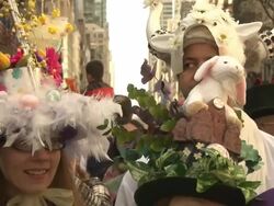 NYC's Annual Easter Bonnet Parade Stock Footage