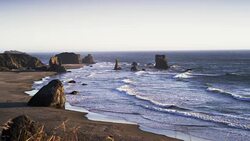 Ecola State Park beach and rocks in Oregon Stock Footage
