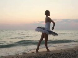 ballet in the evening coast Stock Footage