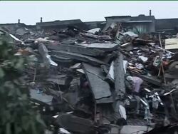 WRAP AP cover of displaced quake victims, people on street, aid convoy ADDS damage News Clip