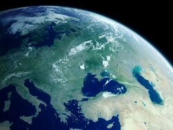 Rotatin earth showing Europe from space with moving clouds Stock Footage