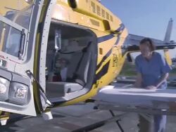 Nurses taking patient from helicopter to the hospital  Stock Footage
