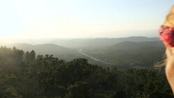 Looking at panoramic view and feeling freedom Stock Footage